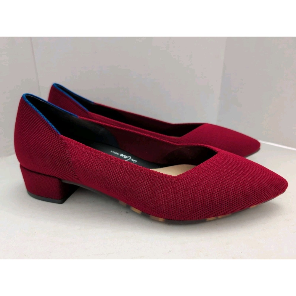 Rothy's The High Point Wine Red Pointed Toe 1.5" Block Heel In Love Inserts Sz 9
